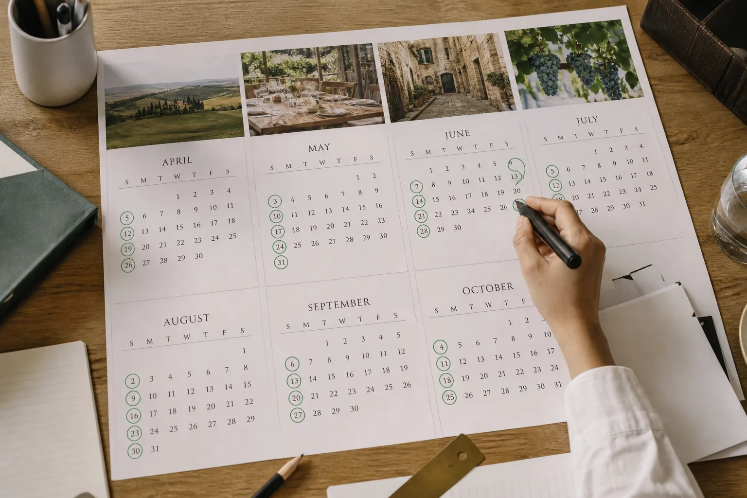 Calendario di pianificazione delle pulizie per l'intera stagione turistica